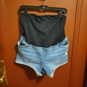 Midi Short Ingrid & Isabel Maternity blue and black roll-up cuff Size 12